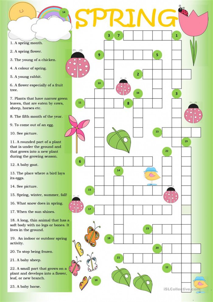 Free Printable Spring Crossword Puzzles Printable World Holiday