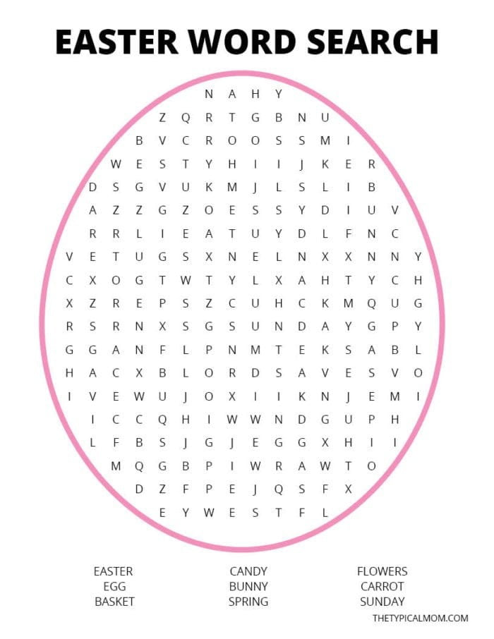 Free Easter Word Search Printable For Kids