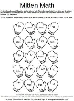 Mittens And Math: Two-Digit Multiplication Practice