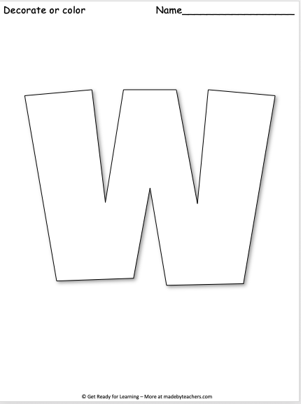 Free Giant Letter W Worksheet