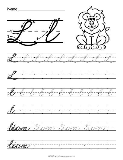 Free Printable Cursive L Worksheet With Images