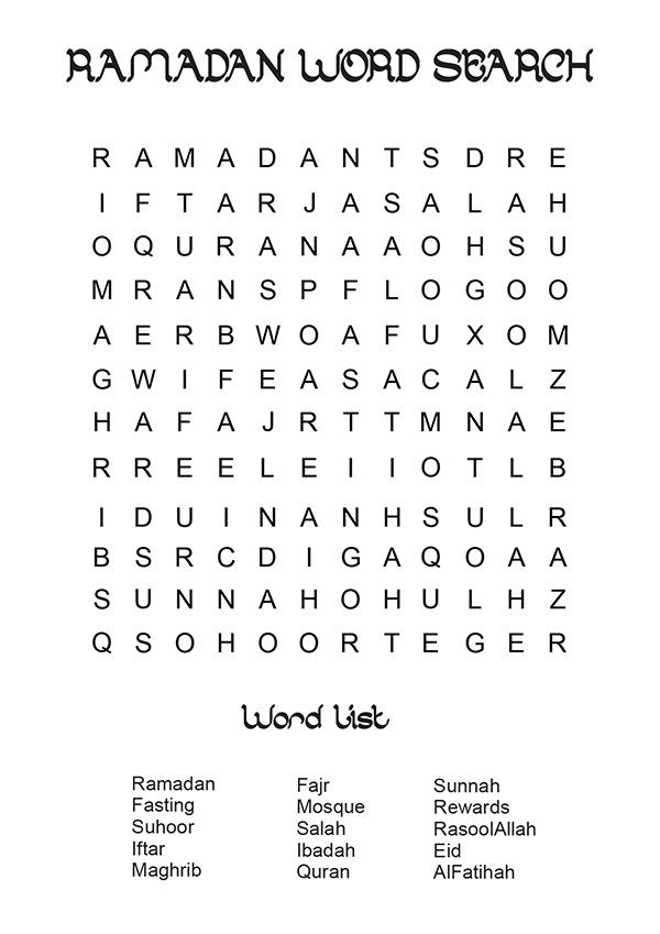 Ramadan Word Search Worksheets 99Worksheets