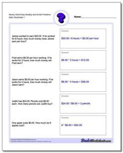 Multiplication Word Problems: Money, Money, Money!