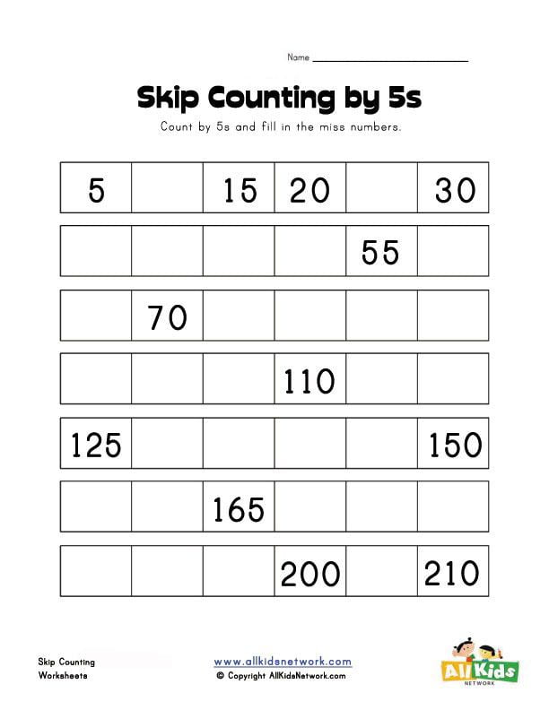 Skip Counting By Fives Worksheets 99Worksheets