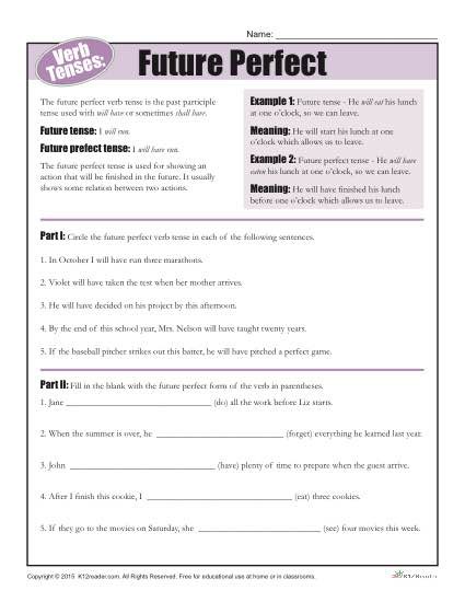 Verb Tense Worksheets