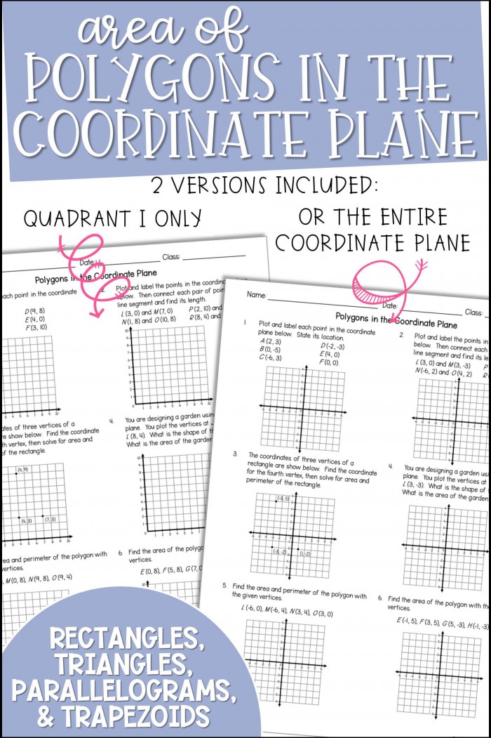 Area Of Polygons In The Coordinate Plane