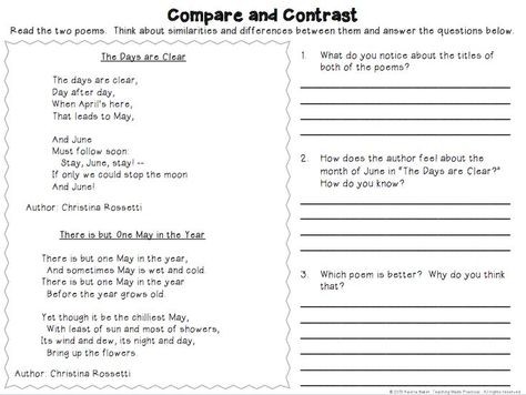 Compare And Contrast Activities Unit