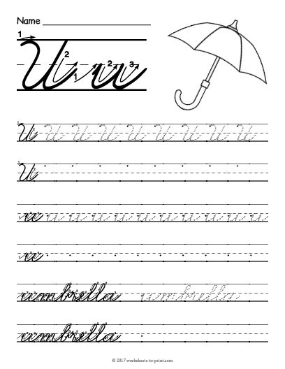 Cursive U Worksheet