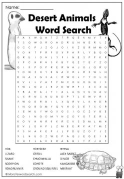 Habitats Word Search: Desert Animals