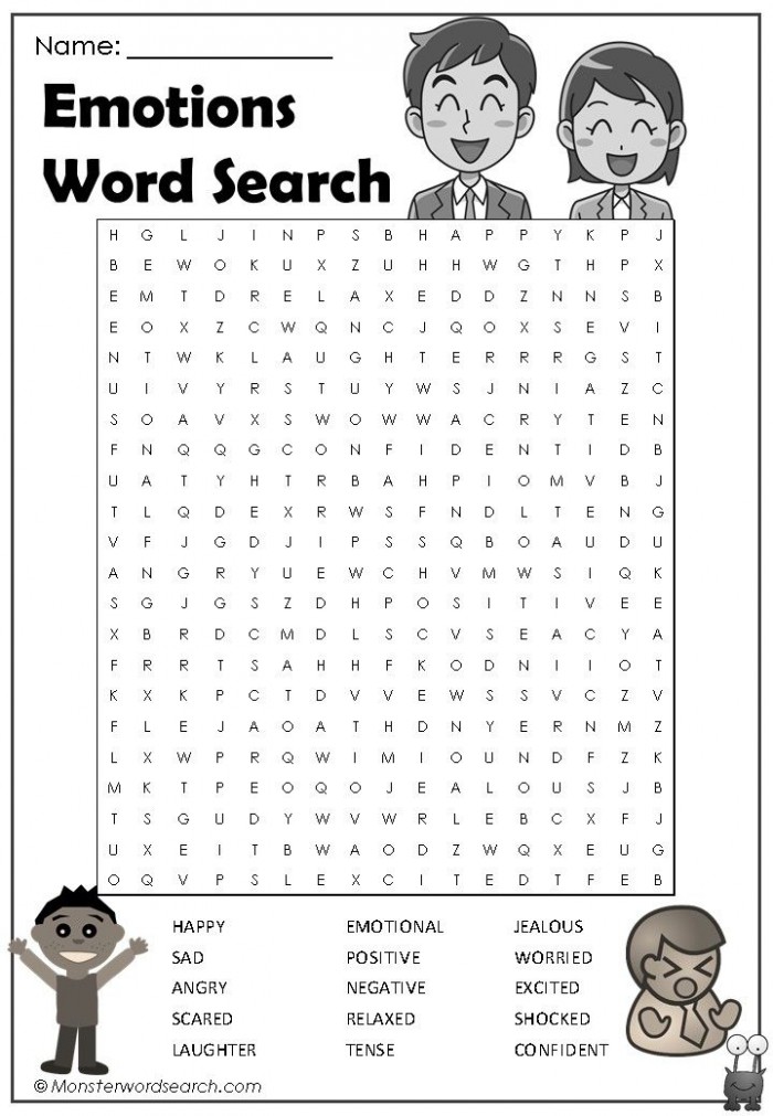 Word Search Feelings Worksheets 99Worksheets