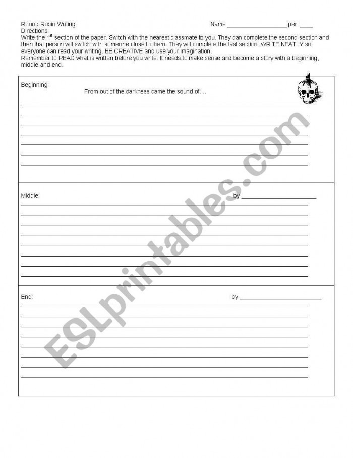 English Worksheets Round Robin Writing Worksheet