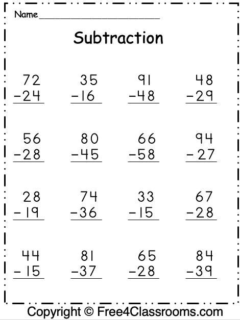 Free Subtraction Worksheets   Digit  With Regrouping