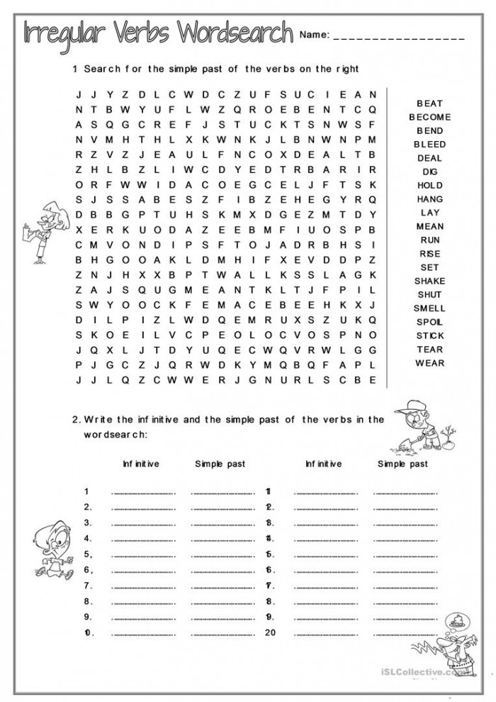 Past Simple Of Irregular Verbs Word Search