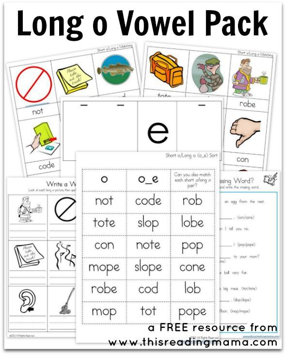 Long O Vowel Pack Free Printable With Images