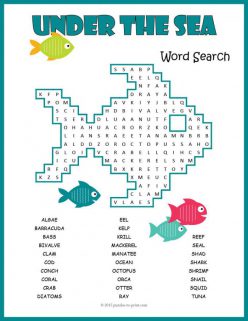 Habitats Word Search: Ocean Animals