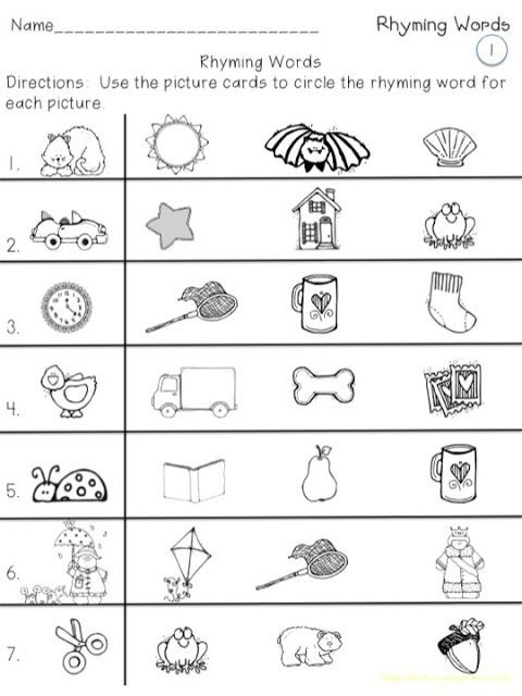 Rhyming Words For Kids Worksheets 99Worksheets