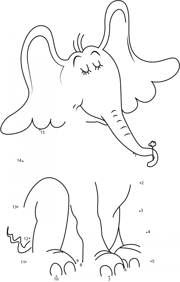 Sitting Horton Dot To Dot Printable Worksheet