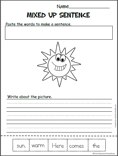 Sun Mixed Up Sentence Worksheet