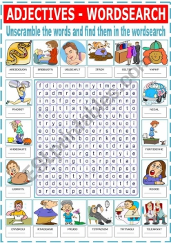 Adjectives Word Search