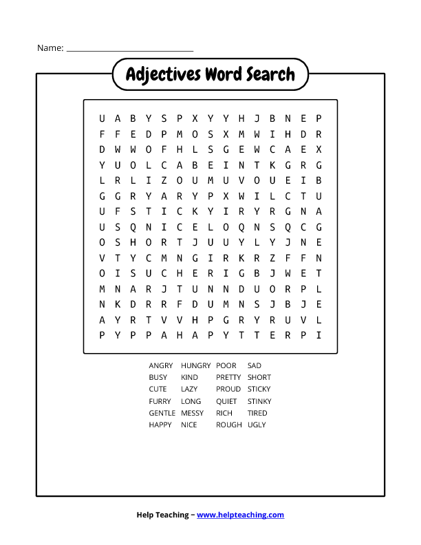 Adjectives Word Search Worksheets 99Worksheets