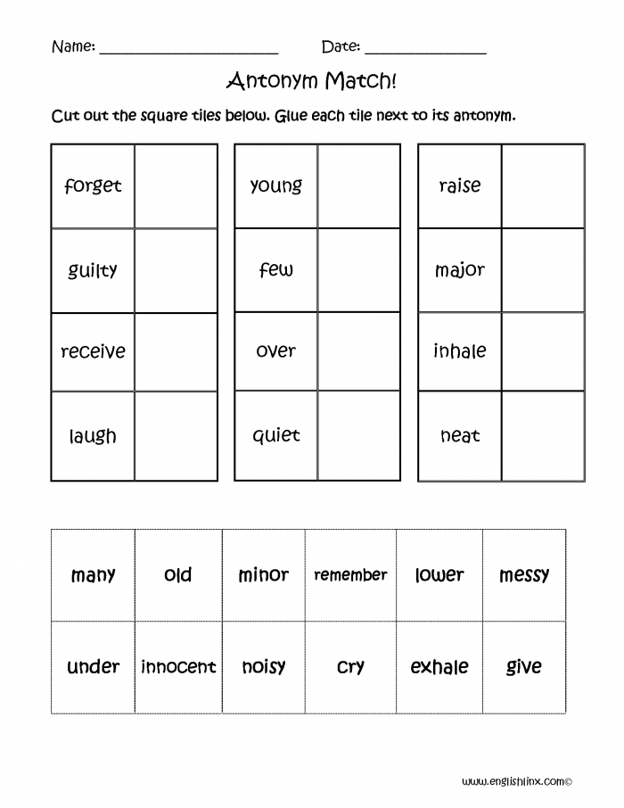 Antonyms Are Cool Worksheets 99Worksheets