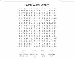 Fossils And Extinct Animals Wordsearch