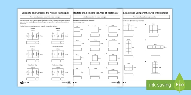 Ks Area Of A Rectangle Differentiated Worksheets