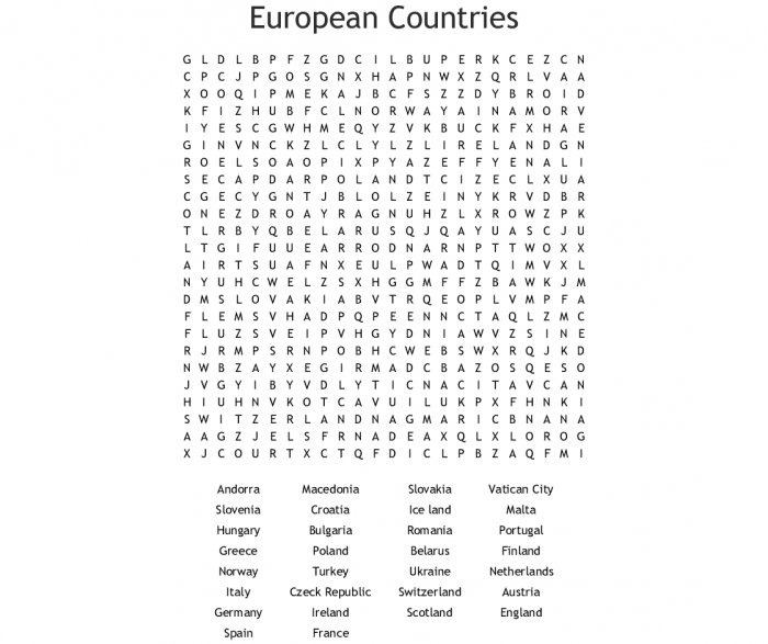 Countries Of The World Word Search Puzzle Print It Free Countries Of 