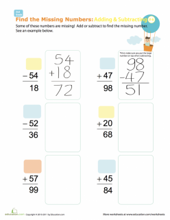 Find The Missing Numbers: Reverse Addition And Subtraction #1