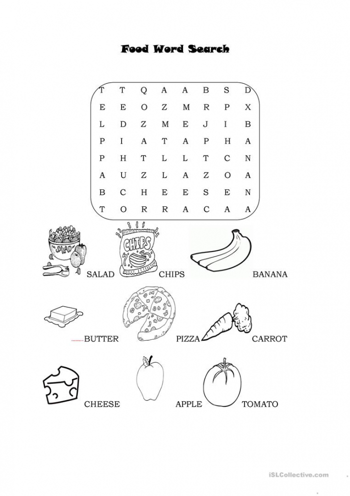 Food Word Search Worksheets 99Worksheets