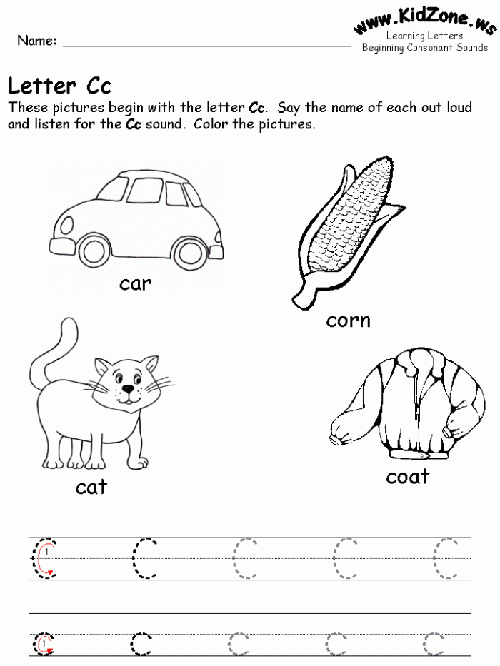 Learning The Letter C Worksheets 99Worksheets