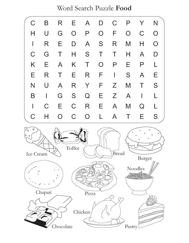 Food Word Search Worksheets 99Worksheets