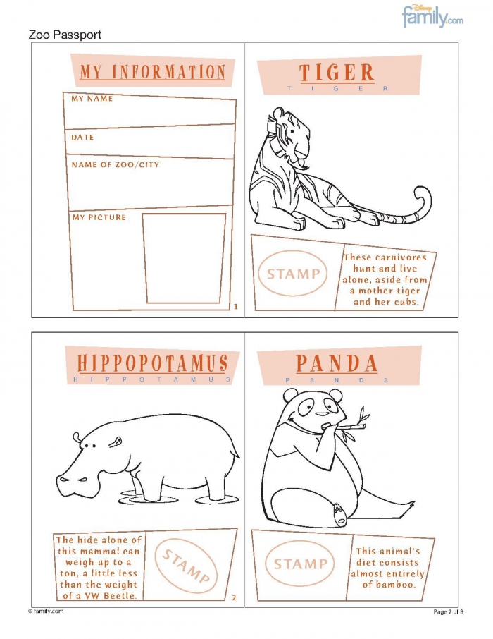 Zoo Passport Worksheets | 99Worksheets