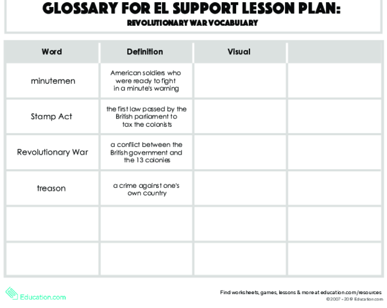 Revolutionary War Vocabulary Review And Timeline Worksheets 99Worksheets