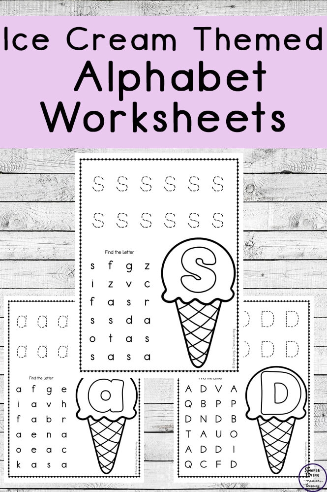 Ice Cream Themed Alphabet Worksheets