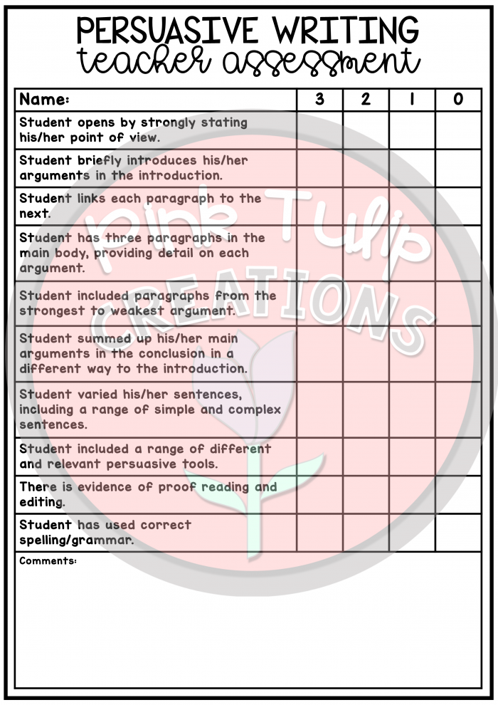 Persuasive Writing Assessment Worksheets 99Worksheets