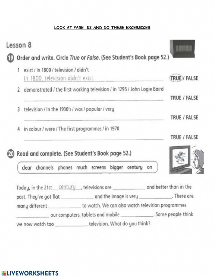 history of television worksheets 99worksheets