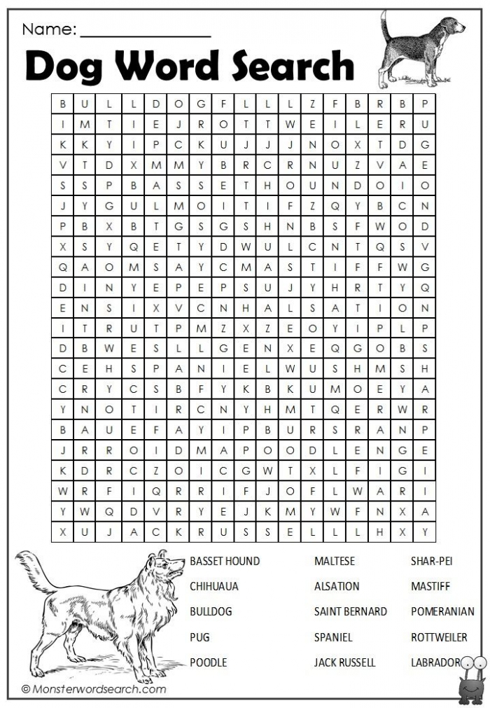 Dog Word Search Worksheets 99Worksheets