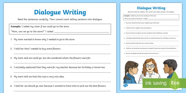 Writing Dialogue Worksheets 99Worksheets