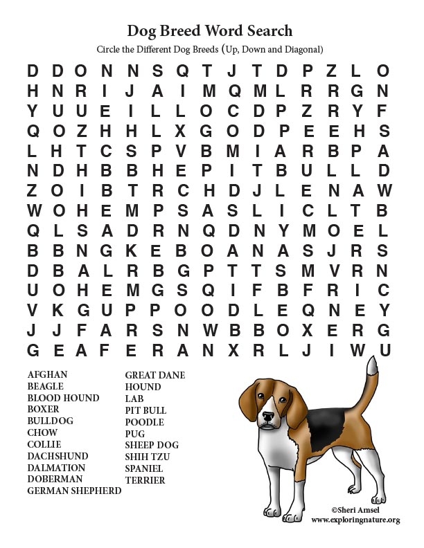 Dog Word Search Worksheets 99Worksheets