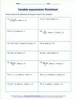 Evaluating Expressions Using Variables