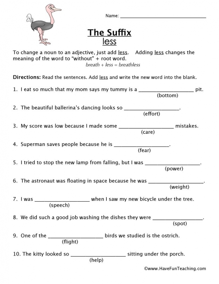 Free Suffix Worksheets 4th Grade