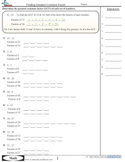 Greatest Common Factors