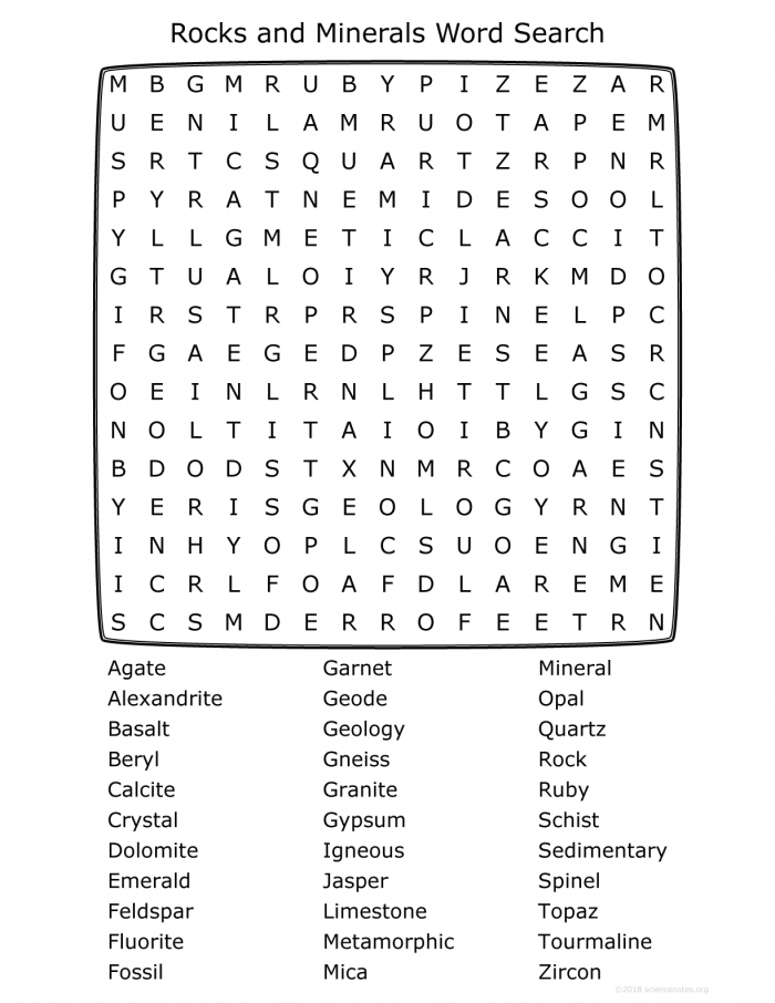 Geology Word Search Worksheets 99Worksheets