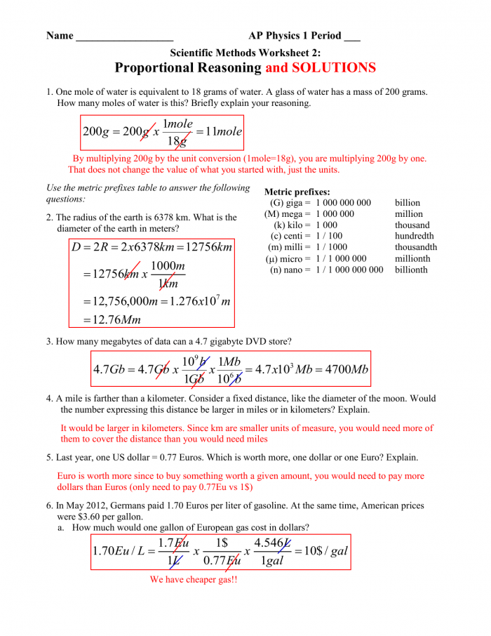 Scientific Methods Worksheet