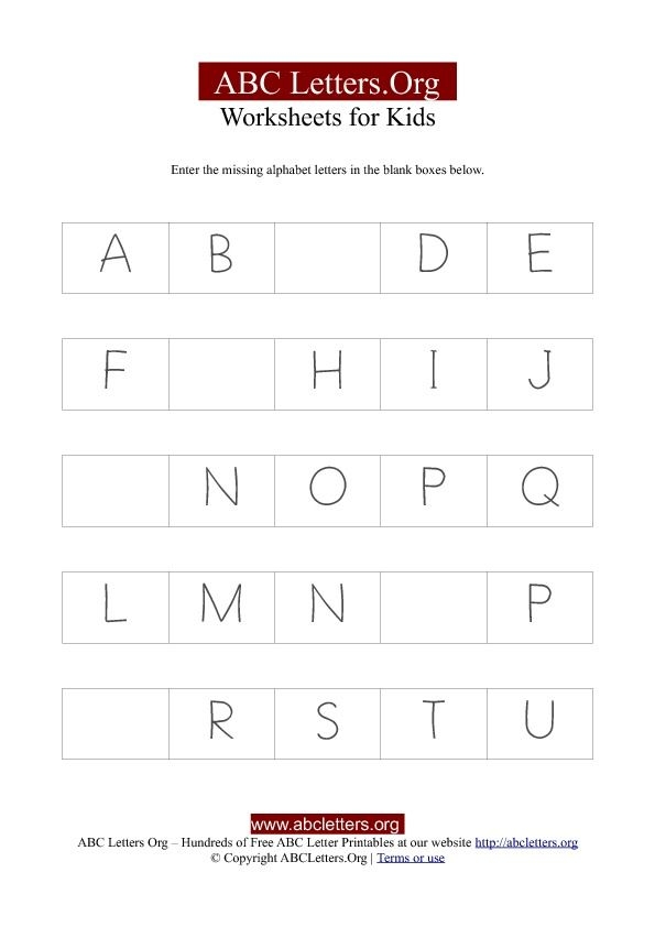 Fill In The Letters ABC Worksheets 99Worksheets