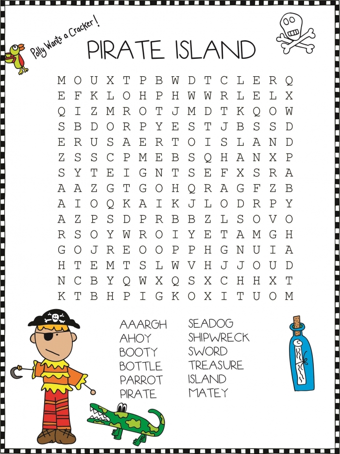 Pirate Word Search For Kids