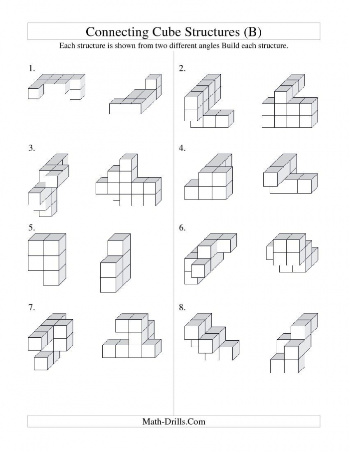 Building Connecting Cube Structures B Geometry Worksheet