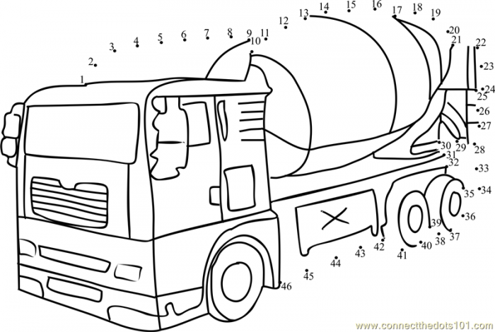 Cement Mixer Dot To Dot Printable Worksheet