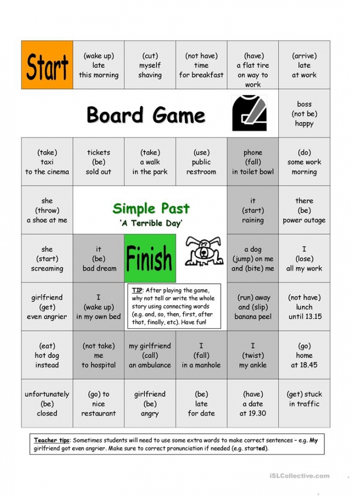 English Esl Past Simple Board Game Worksheets